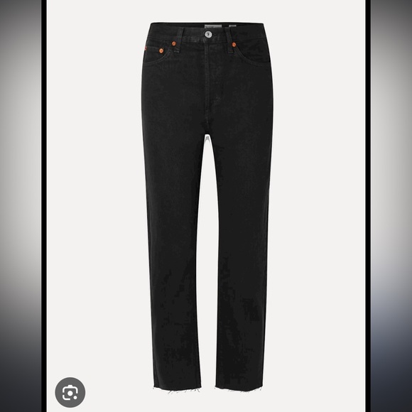 Re/Done High Rise Stove Pipe Ankle Crop Jeans In Black - Size 27 - Picture 3 of 9